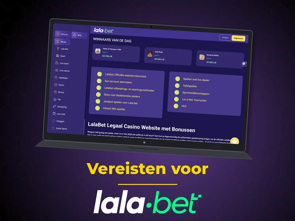 lalabet - Vereisten voor